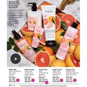 Avon Senses Sparkling Grapefruit & Orange Blossom Bath & Body Set.